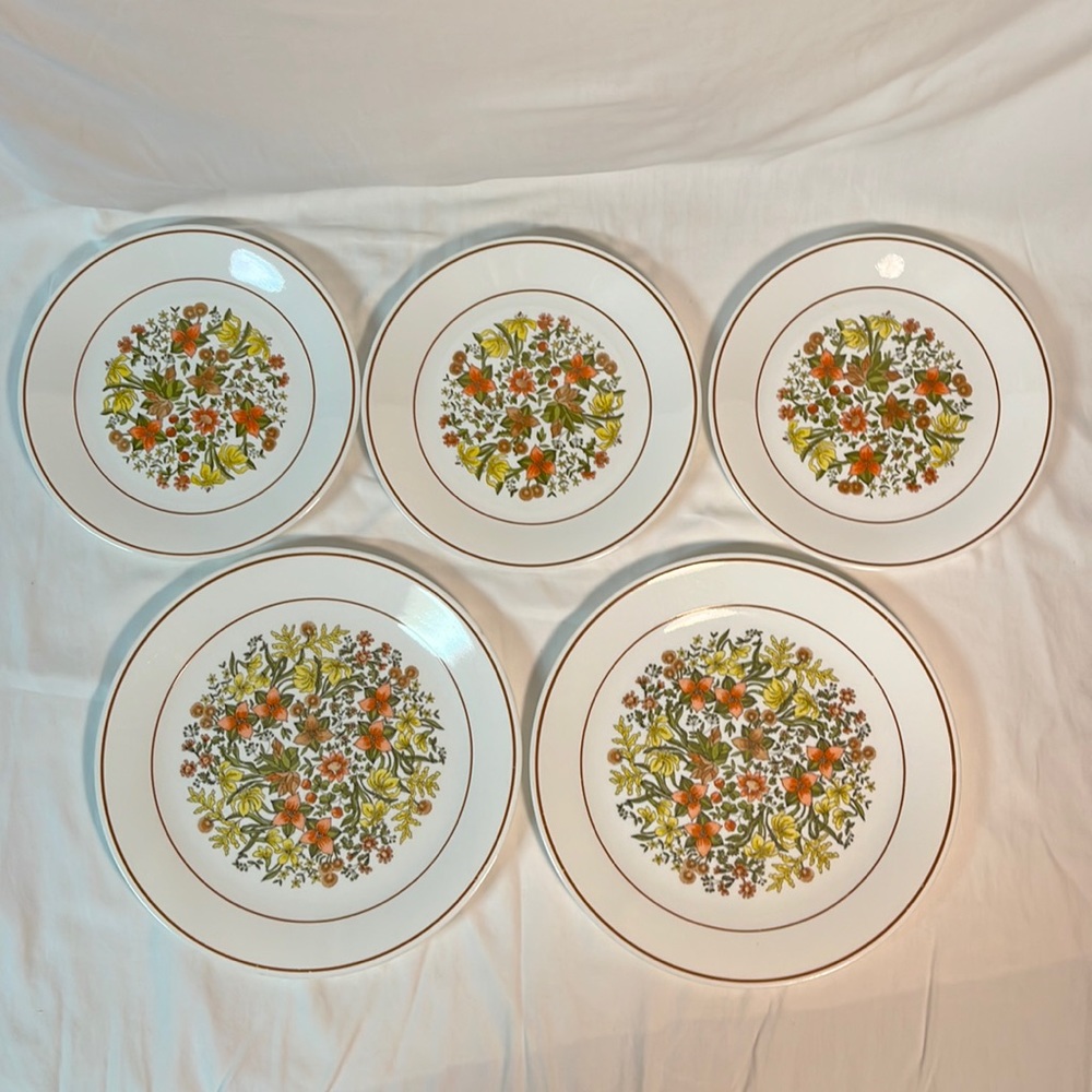 Vintage Corelle by Corning Indian Summer Dishes-2 dinner, 3 salad